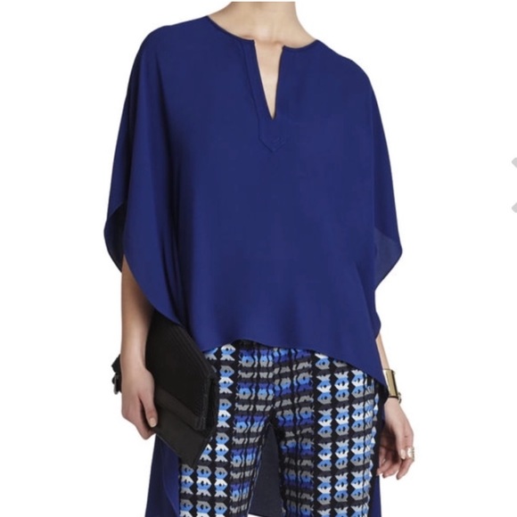 BCBGMaxAzria Neda High-Low Top in Blue Size M/L - Picture 1 of 12